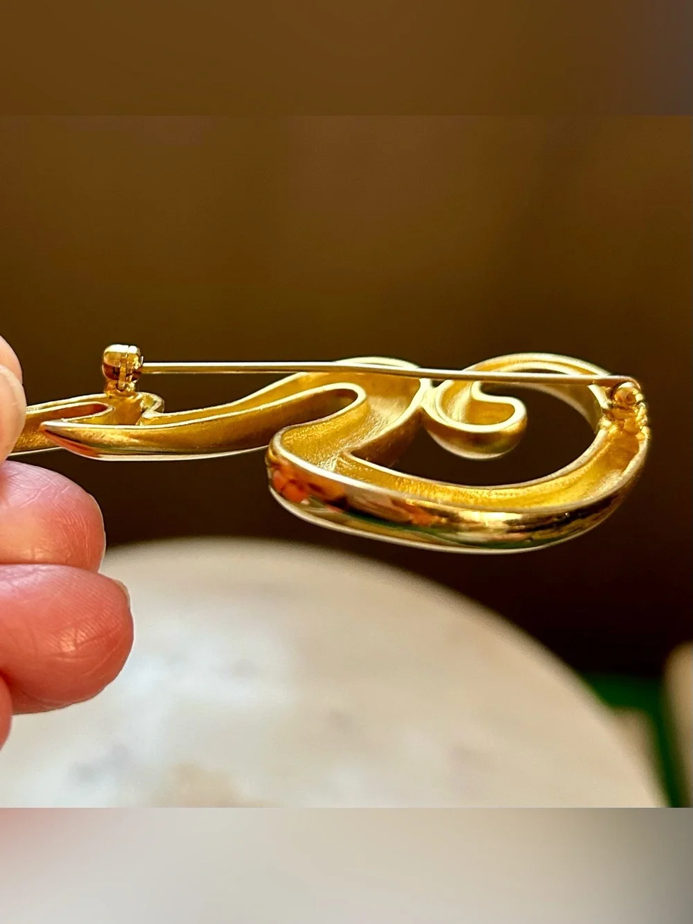 Vintage Erwin Pearl Abstract Squiggle Brooch P. E. P. Gold-tone - Picture 8 of 10